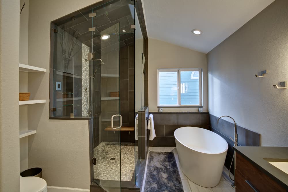 Niwot Master Bathroom Remodel - Melton Design Build - Shower and Tub